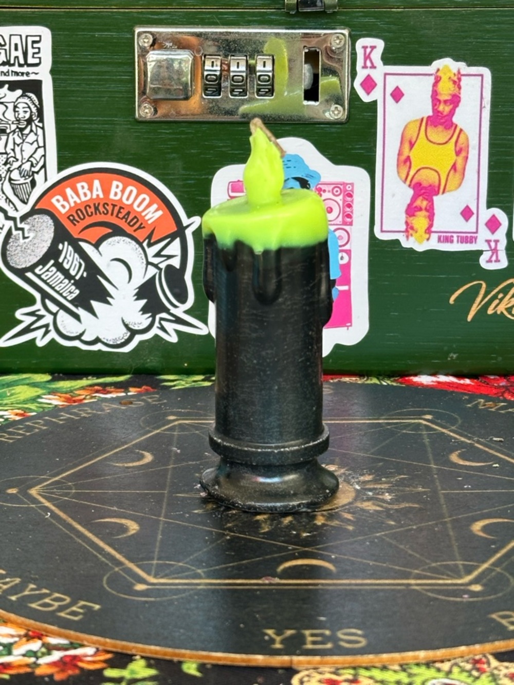 Black & Yellow Drip Candle – Handmade Gothic Pillar Candle – Witchy Decor